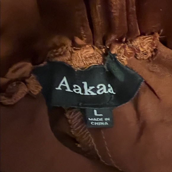 Unique Vintage Aakaa Rust Satin Wide-Leg Pants - Picture 2 of 4